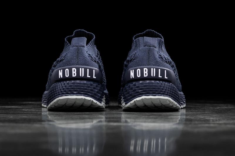 Navy Nobull Reflective Knit Runner Men's Running Shoes | CA F1076D